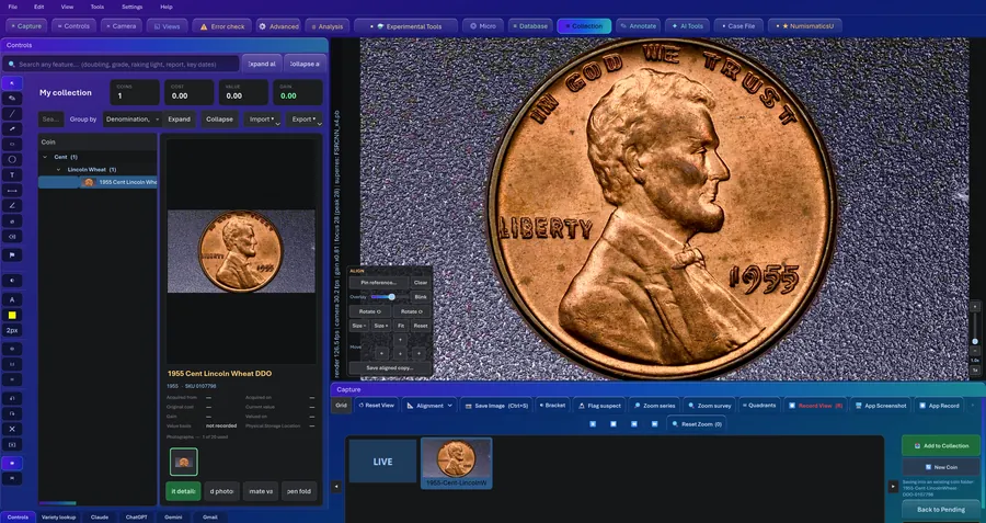 Capture in NumismaLab: capture