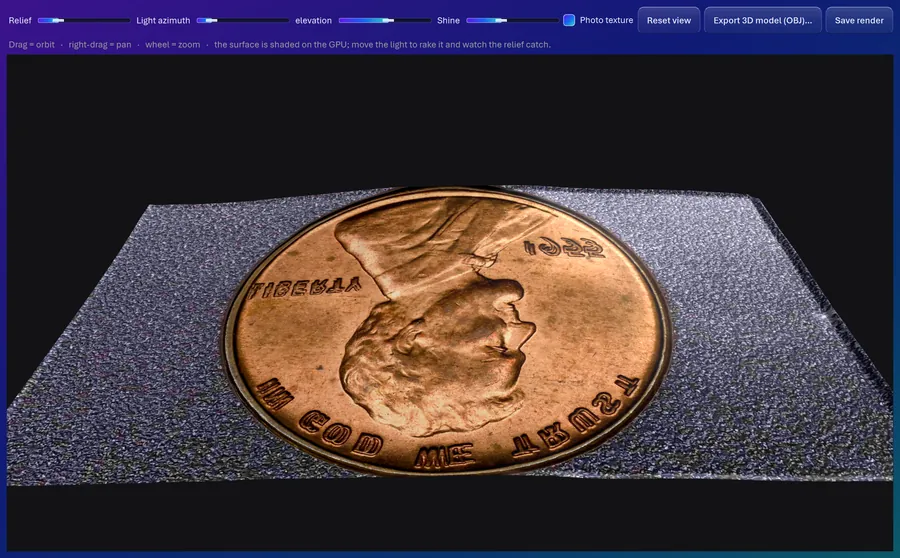Three dimensions in NumismaLab: view3d